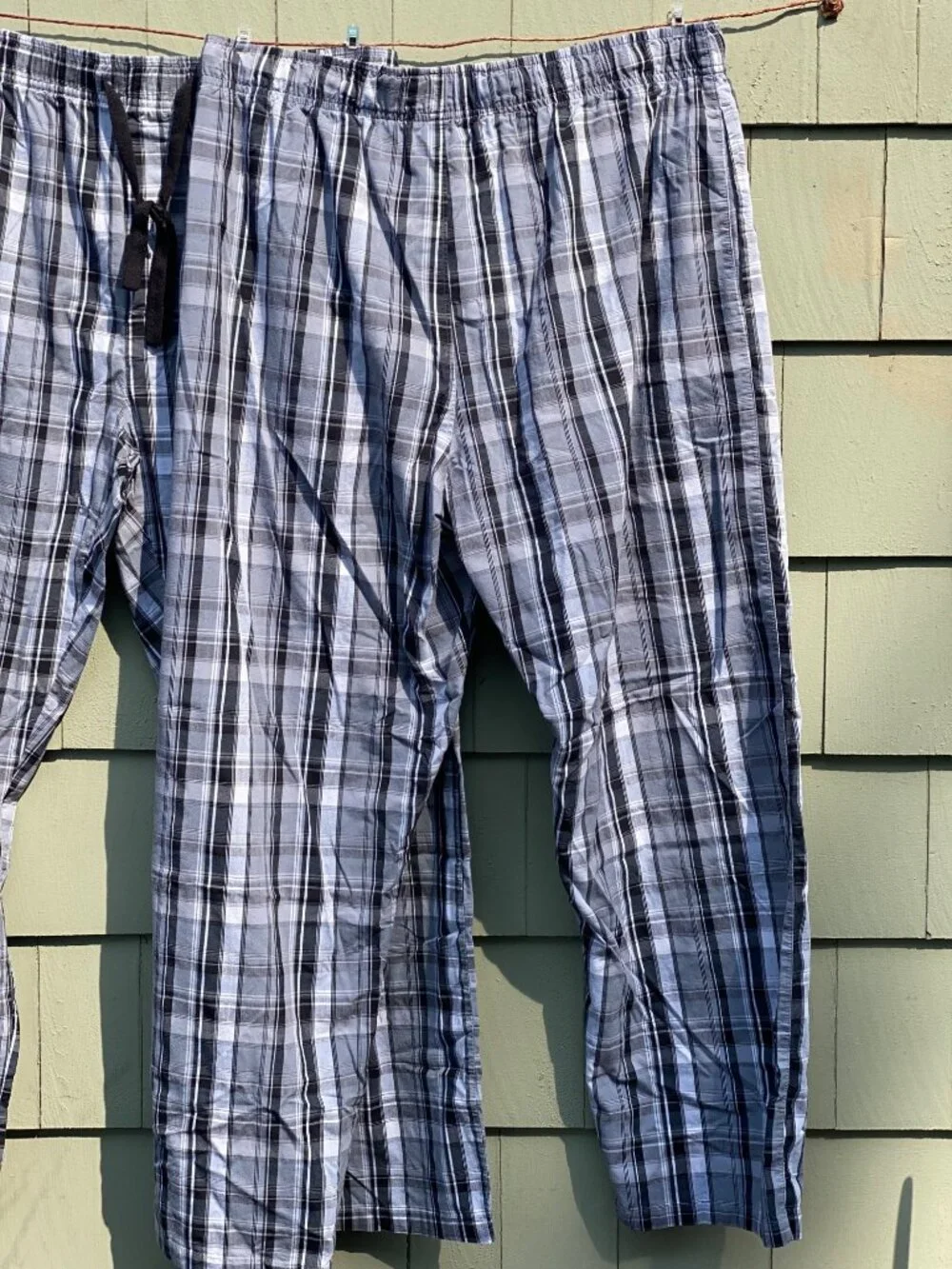 Hanes Mens XL 40-42in Tagless Woven Stretch Plaid Pajama Lounge Pants Grey Blac